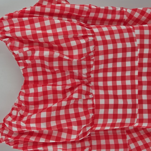 Red Plus Size Gingham Fit and Flare Dress - Picture 8 of 16